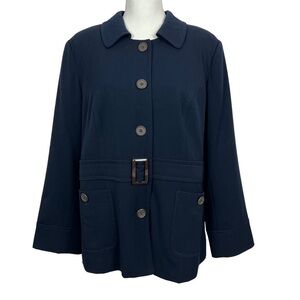 DIALOGUE from QVC Women’s Button Blazer/Jacket Vintage Sz 18W Blue Shoulder Pads